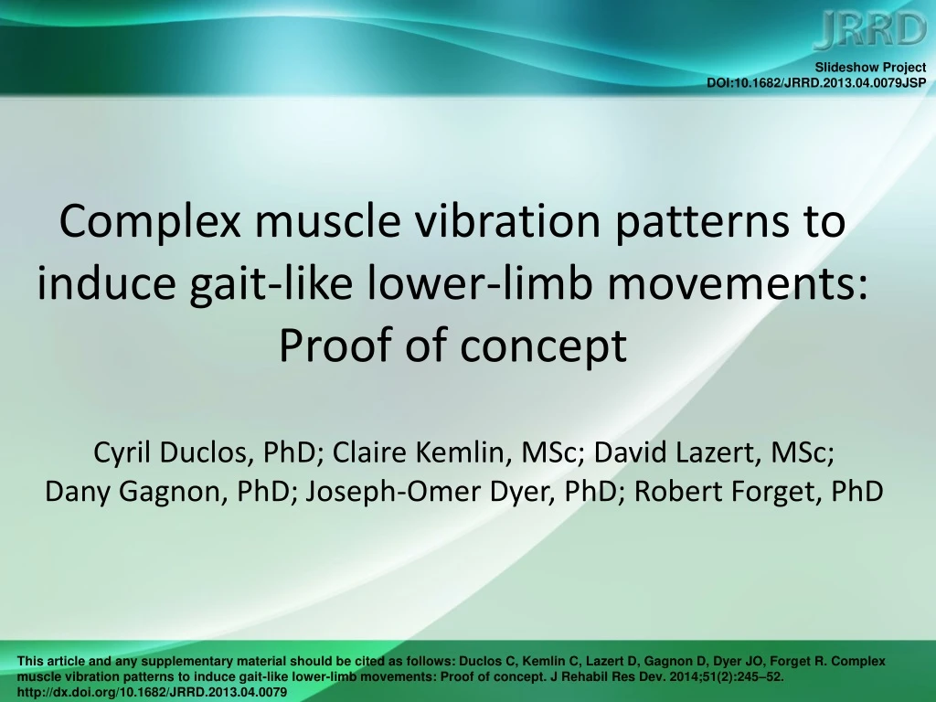 complex muscle vibration patterns to induce gait like lower limb movements proof of concept