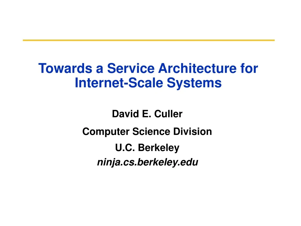 towards a service architecture for internet scale systems