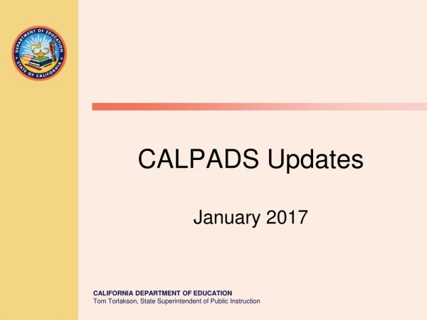 CALPADS Updates January 2017