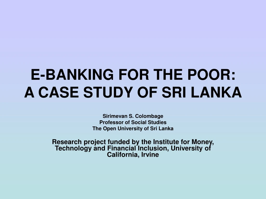 e banking for the poor a case study of sri lanka