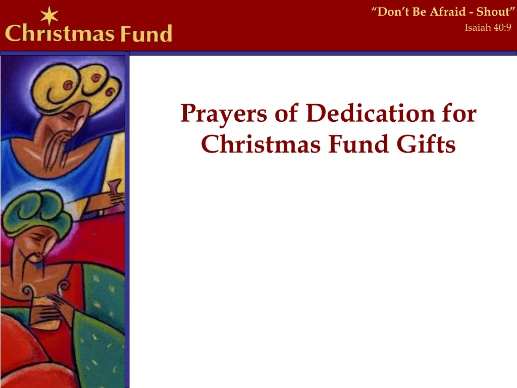 prayers of dedication for christmas fund gifts