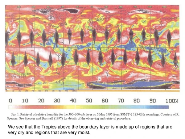 Sharp borders in the tropics high atmosphere RH