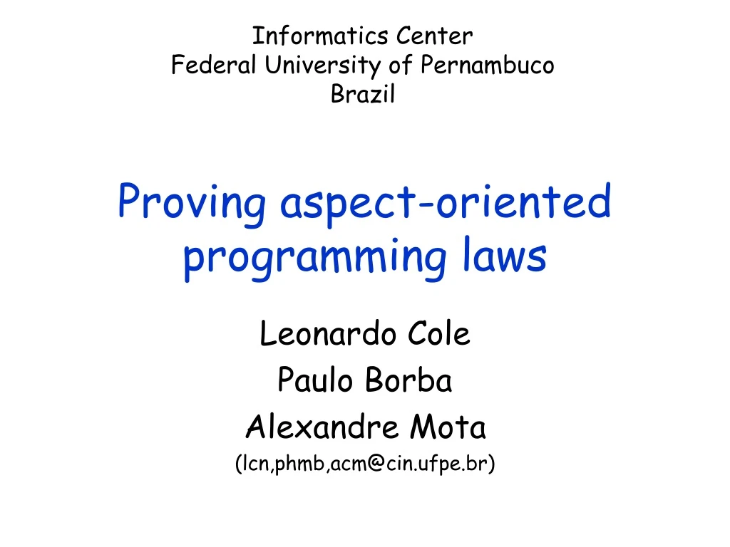 proving aspect oriented programming laws