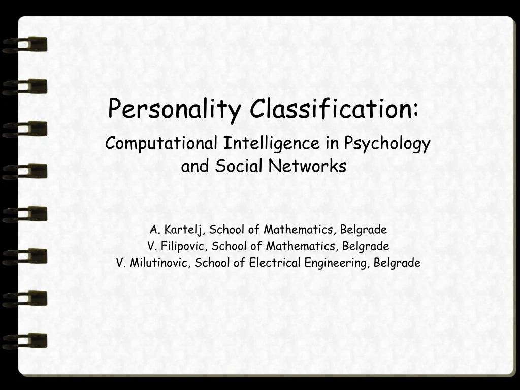 personality classification computational intelligence in psychology and social networks