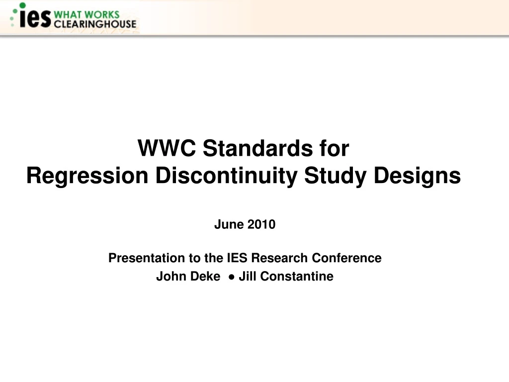 wwc standards for regression discontinuity study designs