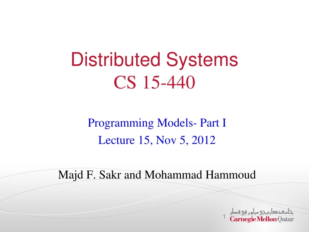 distributed systems cs 15 440