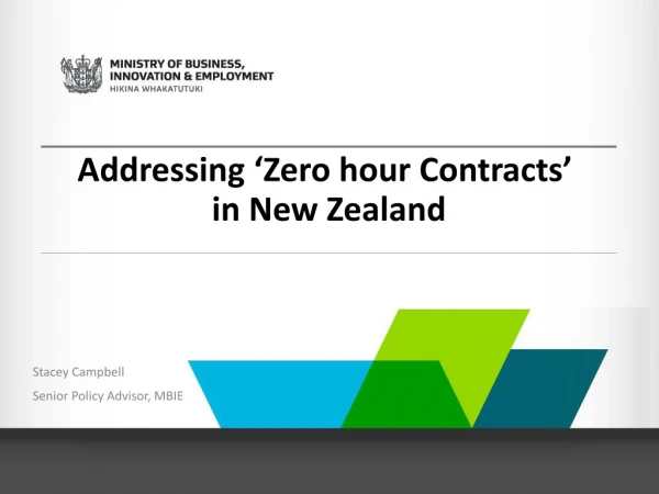 Addressing ‘Zero hour Contracts’  in New Zealand