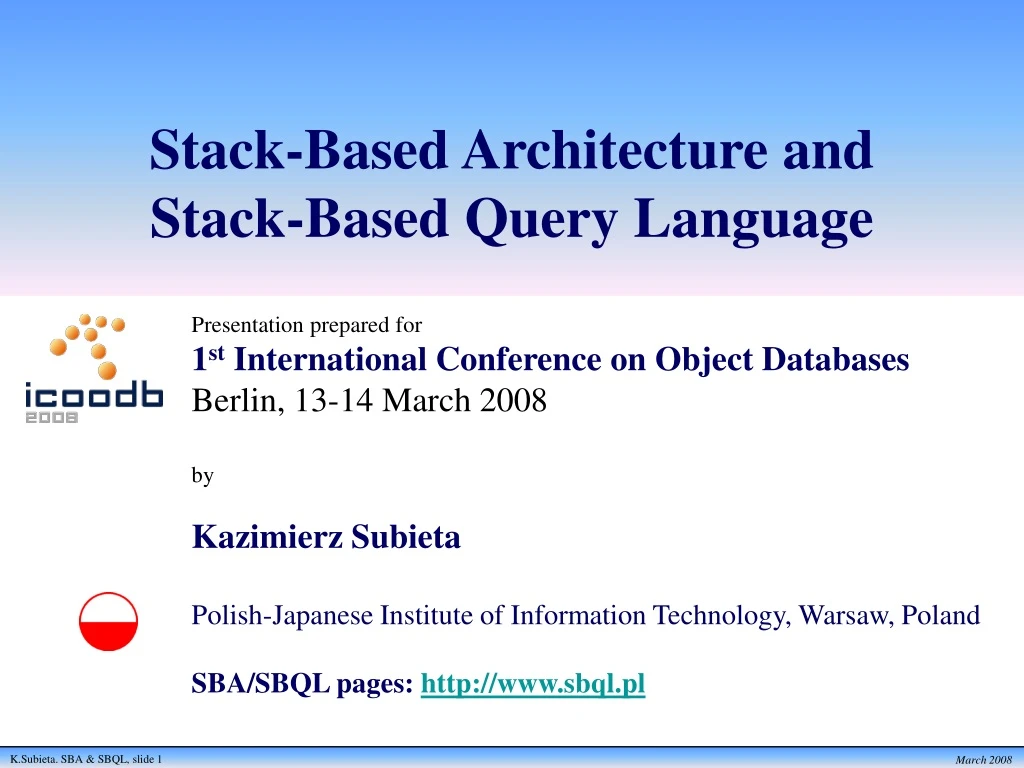 stack based architecture and stack based query language