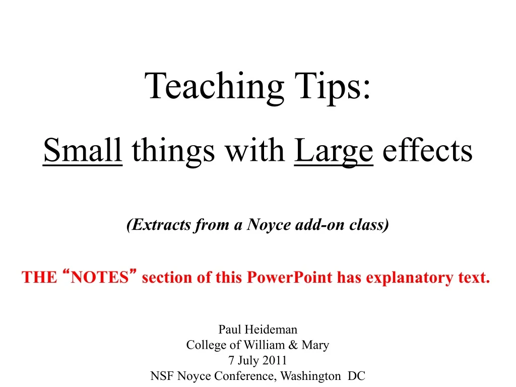 teaching tips small things with large effects