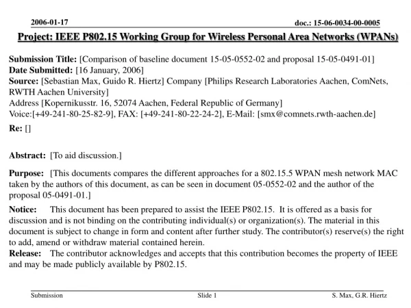 Project: IEEE P802.15 Working Group for Wireless Personal Area Networks (WPANs)