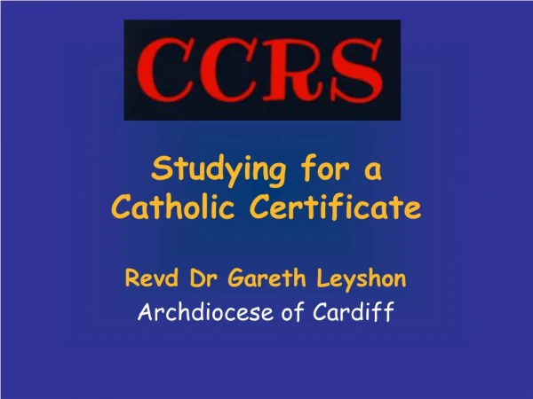 Studying for a Catholic Certificate