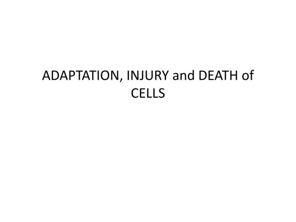 ADAPTATION, INJURY and DEATH of CELLS