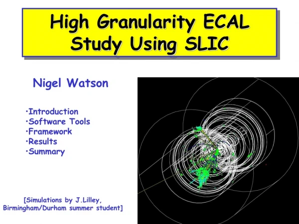 High Granularity ECAL Study Using SLIC