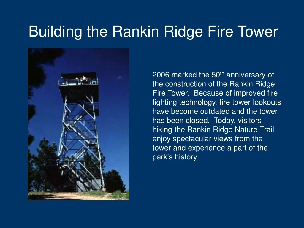 building the rankin ridge fire tower