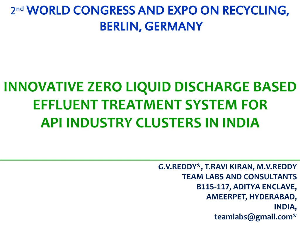 2 nd world congress and expo on recycling berlin