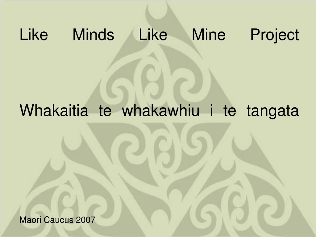 like minds like mine project whakaitia te whakawhiu i te tangata maori caucus 2007