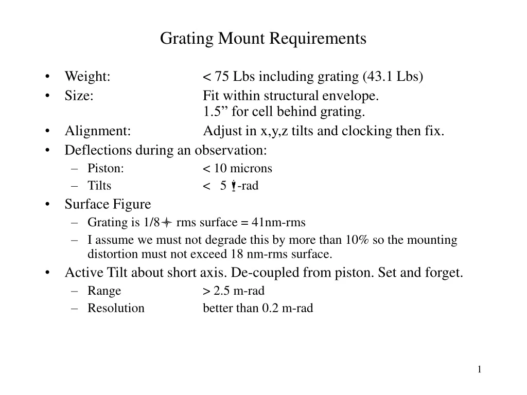 grating mount requirements