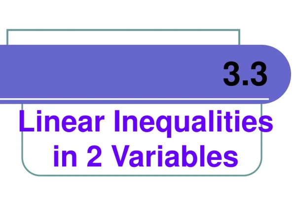 Linear Inequalities in 2 Variables