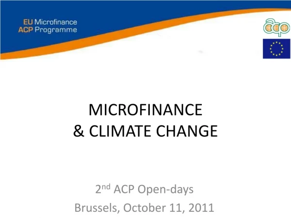 MICROFINANCE  &amp; CLIMATE CHANGE