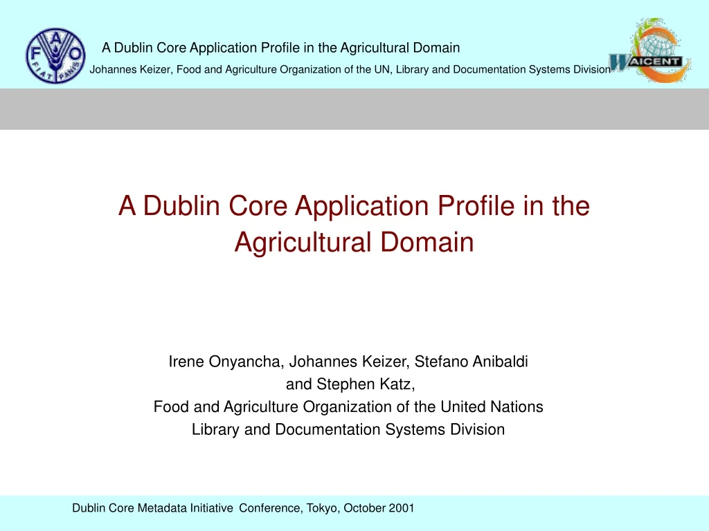 a dublin core application profile in the agricultural domain