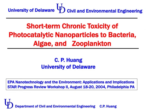 Short-term Chronic Toxicity of Photocatalytic Nanoparticles to Bacteria, Algae, and   Zooplankton