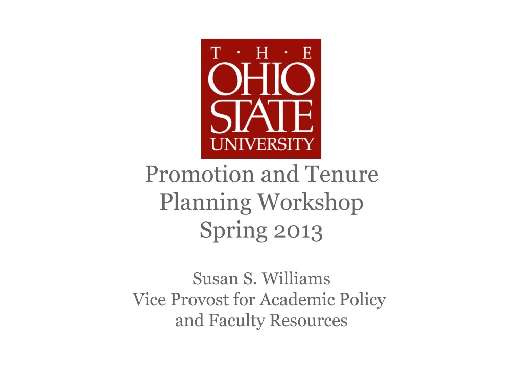 promotion and tenure planning workshop spring