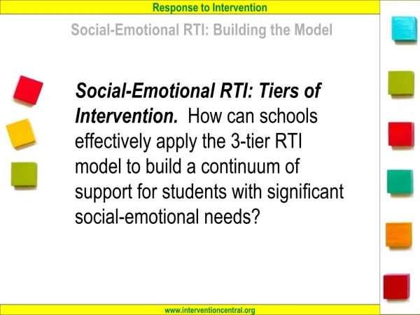 Social-Emotional RTI: Building the Model