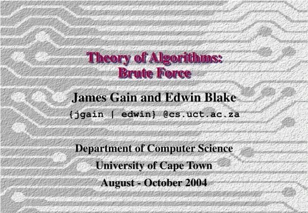 Theory of Algorithms: Brute Force
