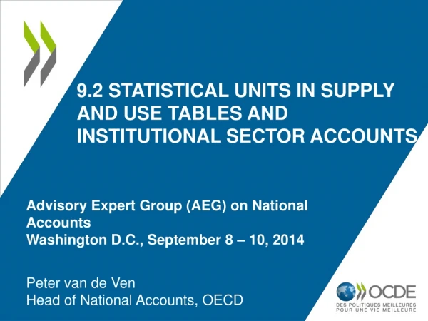 9.2 statistical units in supply and use tables and institutional sector accounts