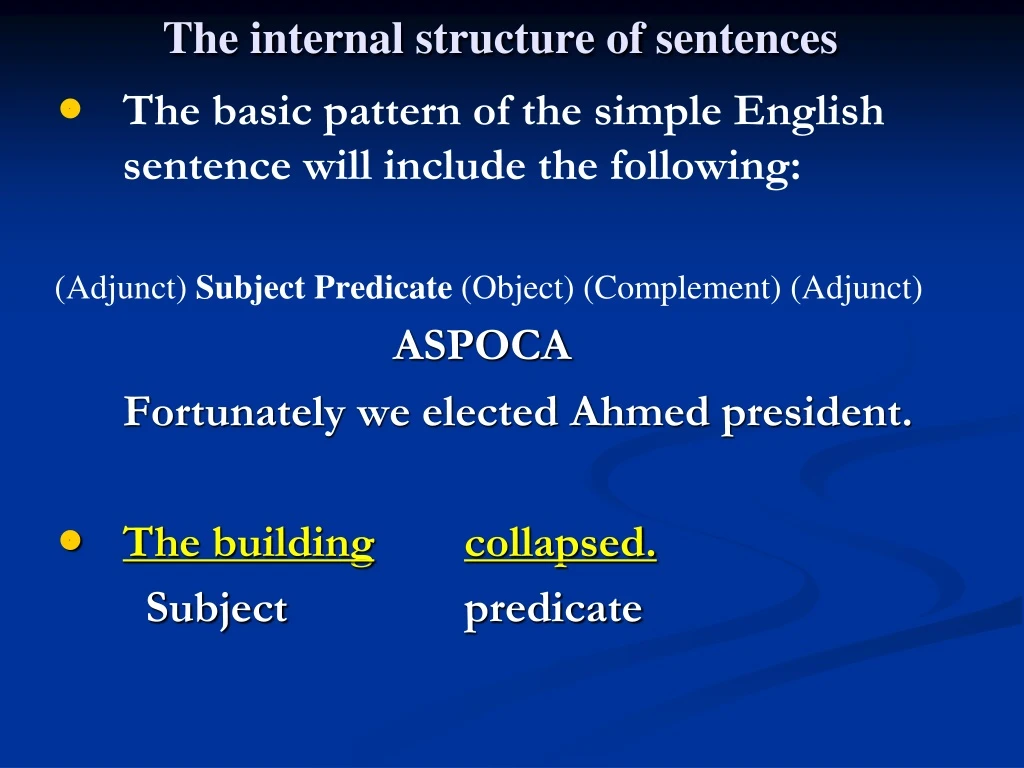 the internal structure of sentences