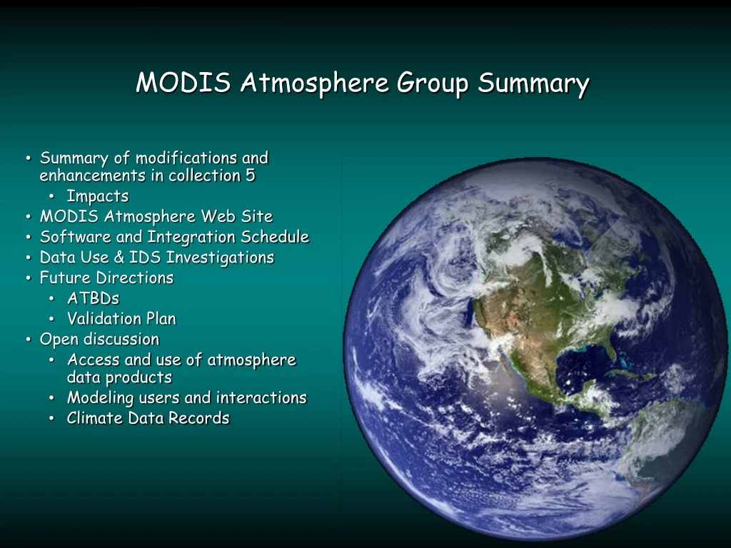 modis atmosphere group summary