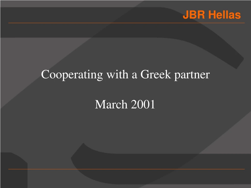 cooperating with a greek partner march 2001