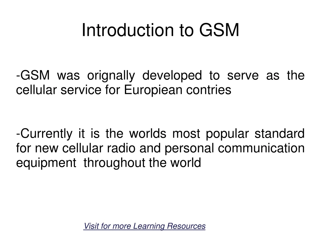 introduction to gsm