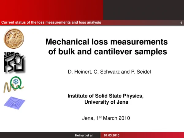 Mechanical loss measurements  of bulk and cantilever samples