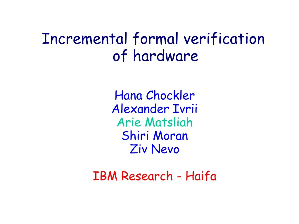 incremental formal verification of hardware