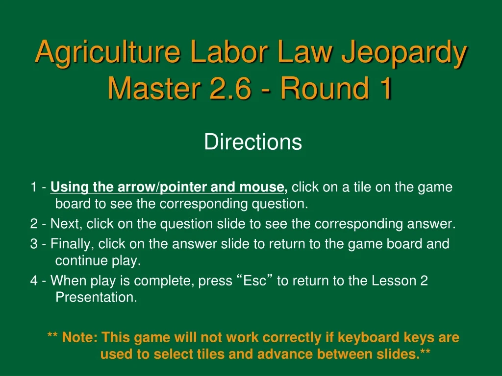 agriculture labor law jeopardy master 2 6 round 1