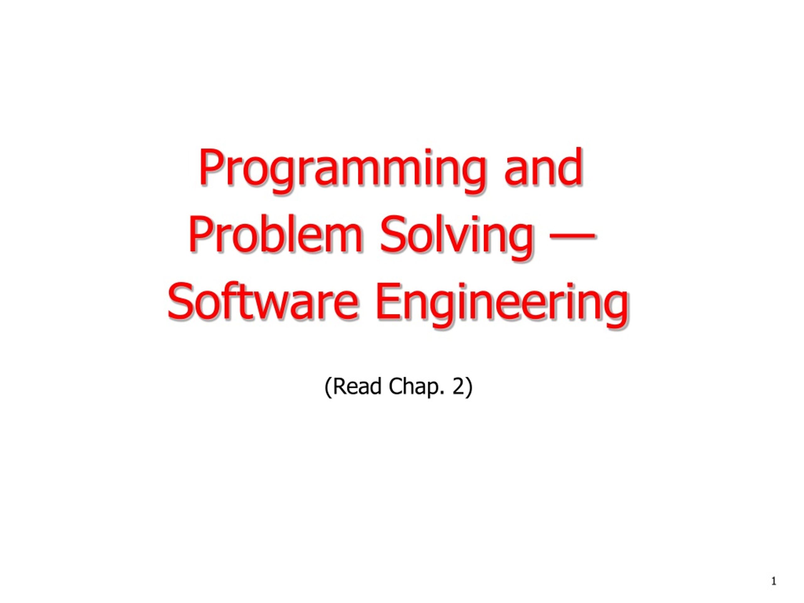 PPT - Programming and Problem Solving — Software Engineering PowerPoint ...