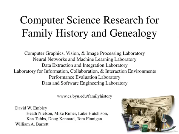 Computer Science Research for Family History and Genealogy