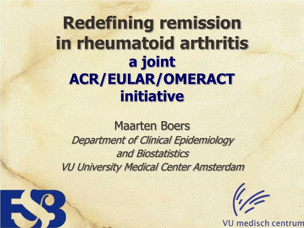 redefining remission in rheumatoid arthritis a joint acr eular omeract initiative