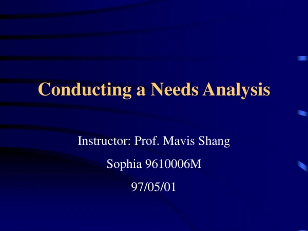Conducting a Needs Analysis