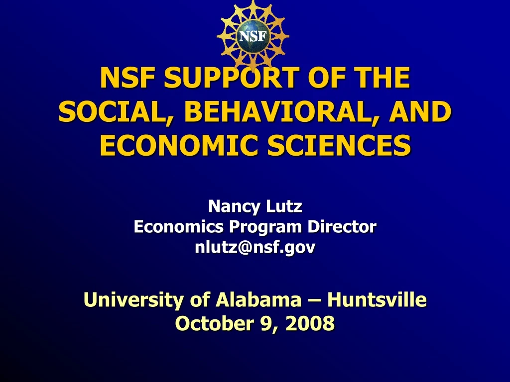 nsf support of the social behavioral and economic