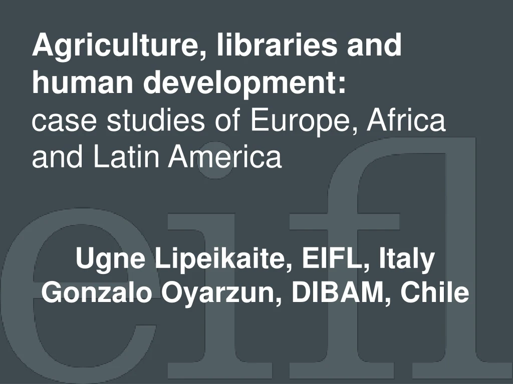 agriculture libraries and human development case