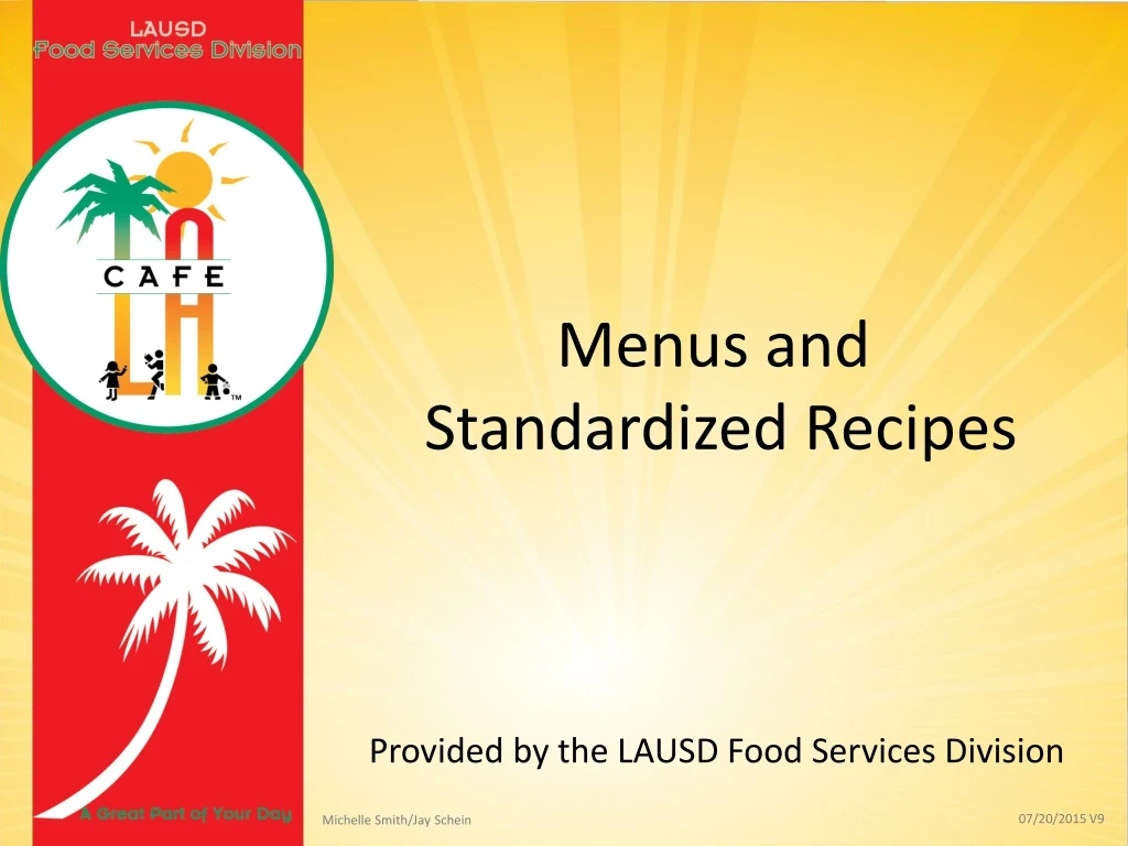 menus and standardized recipes