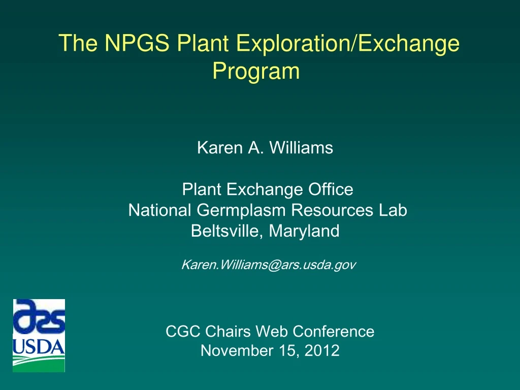 the npgs plant exploration exchange program