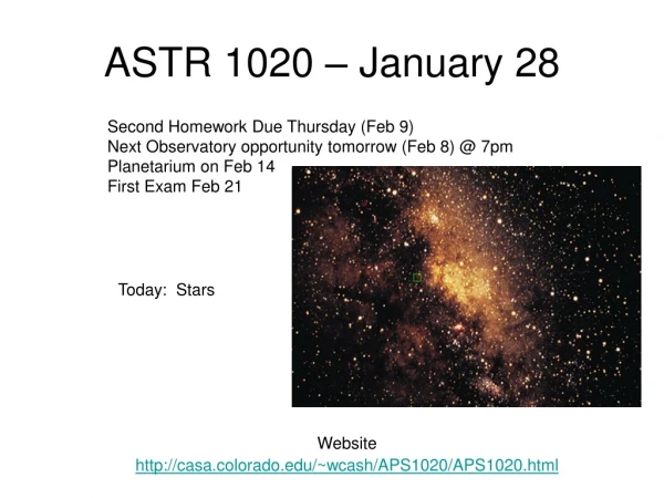 ASTR 1020 – January 28