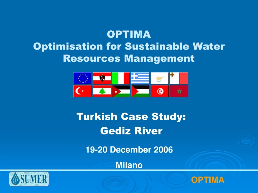 optima optimisation for sustainable water resources management