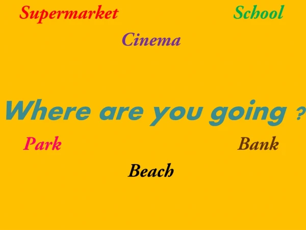 Supermarket School Cinema Where are you going ? Park Bank Beach