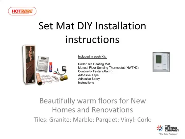 Set Mat DIY Installation instructions