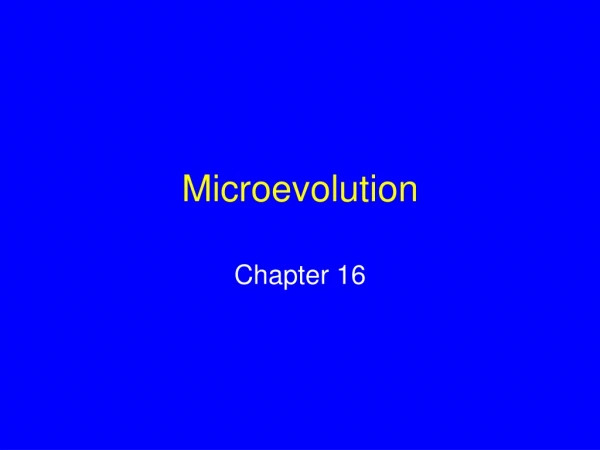 Microevolution