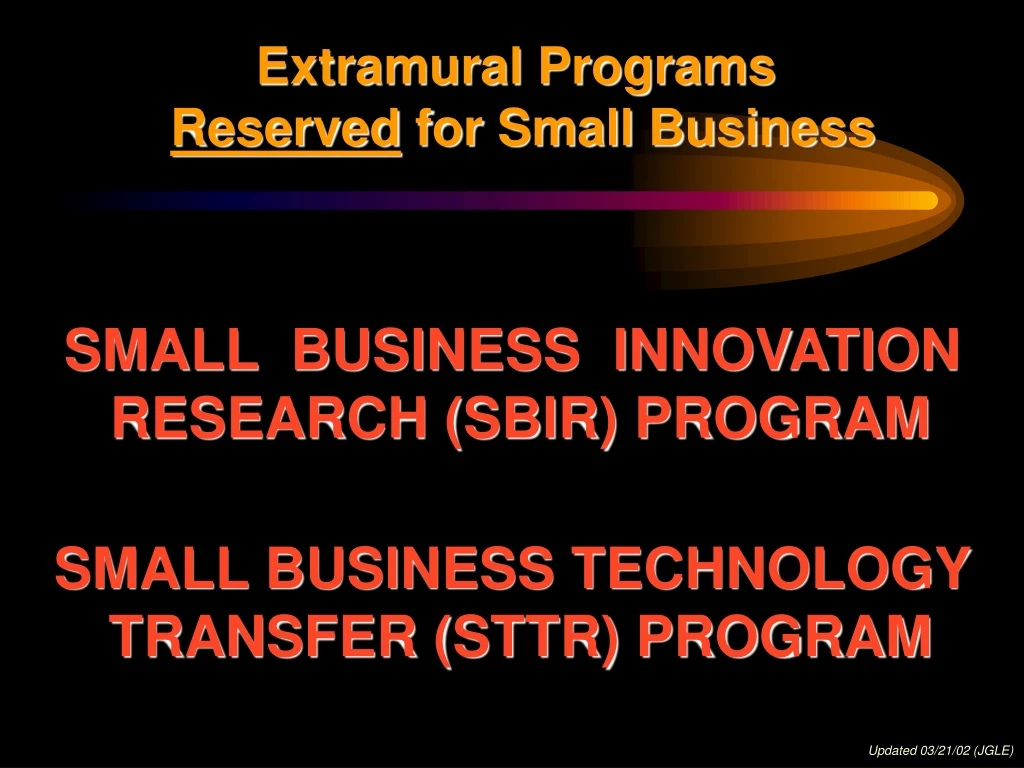 extramural programs reserved for small business